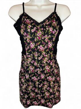 Intimately Free People Mini Sexy Ditsy Floral Lace Black Slip Dress Fairy Boho